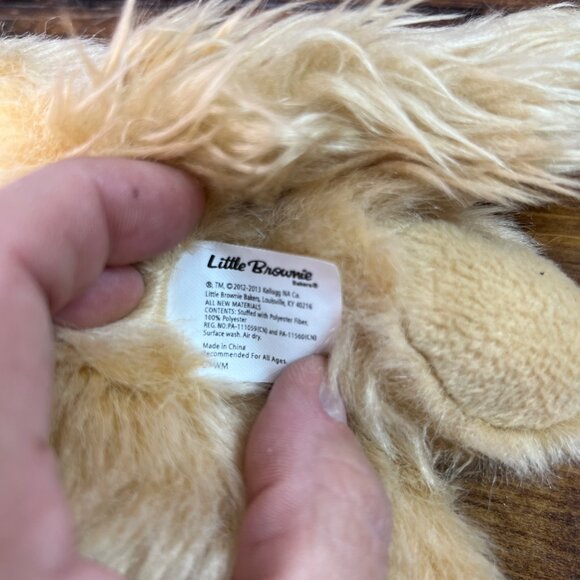 Little Brownie Plush Dog Toy With Blue Bandana 13" Beige Fluffy Stuffed Animal - Picture 5 of 9